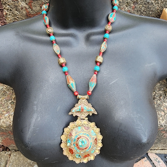 fashion Jewelry Jewelry - Tibetan crushed turquoise Coral Tibet statement necklace jewelry
